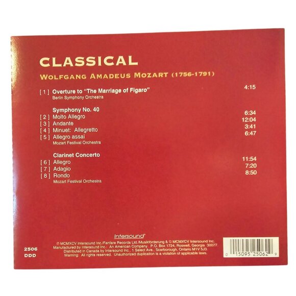 Mozart Overture to The Marriage Of Figaro Music CD Classical  37758cd - Picture 3 of 3